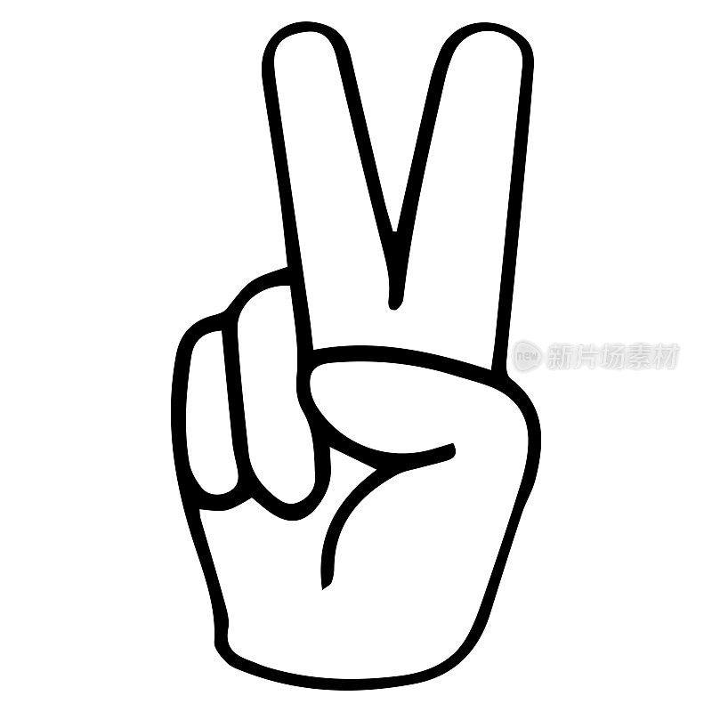 Hand gesture victory symbol on a white background